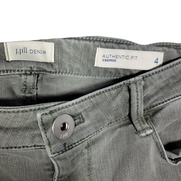 J. Jill Women's Denim Cropped Green Stretch Jeans "Authentic Fit Cropped" Size 4 - Picture 9 of 12